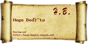 Hege Beáta névjegykártya